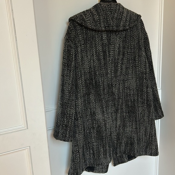 Eileen Fisher Wool Tweed Winter Coat with Buttons pockets Black Grey xsmall - Picture 12 of 14